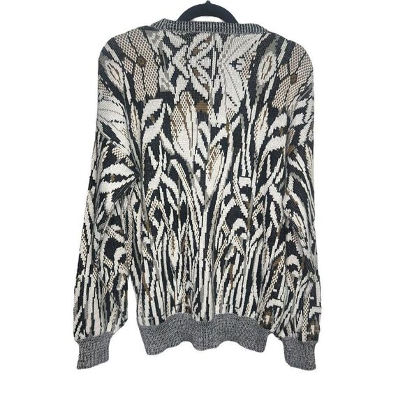 Vintage TJW Mervyns Men’s Medium Abstract Sweater Gray Crewneck Acrylic 90s - Picture 4 of 5